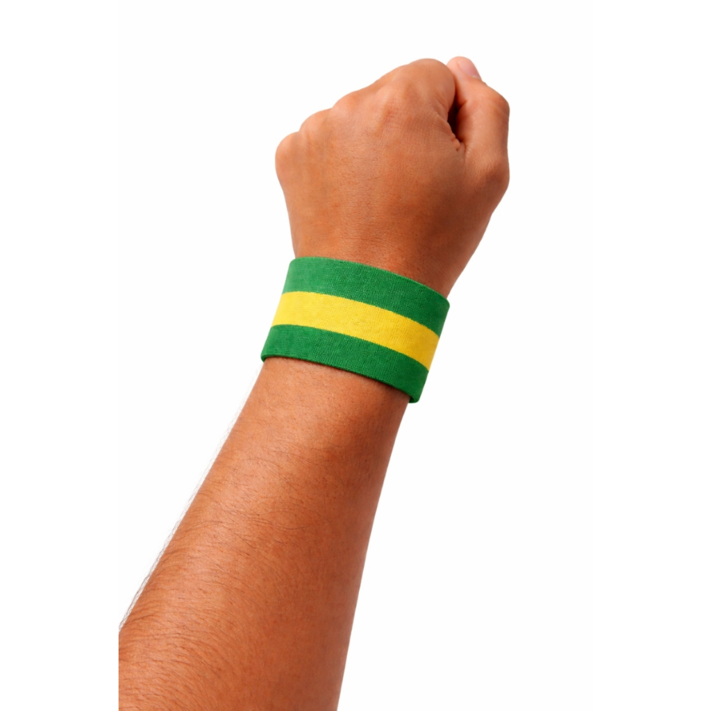 Pulseira Elástica Do Brasil Seleção Brasileira Verde e Amarelo Clássica Acessório Para Pulso