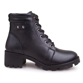Bota Coturno Feminino Couro Legítimo Macio Confortável Resistente Solado Tratorado Cano Curto Casual Dia a Dia Trabalho