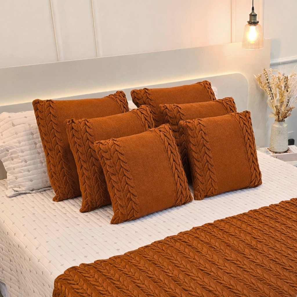 Capa de Almofada Tricot Decorativa Sofá Cama Aconchego Home Decor 45x45cm