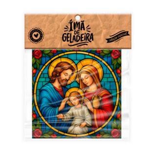 Ímã de Geladeira Sagrada Família 7,5x7,5cm | Arte estilo vitral colorido em Oferta na Shopee