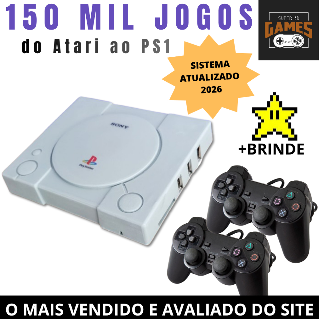 Super 3d Games - Super Vídeo Game Retro 150 mil jogos Antigos Acompanha 2 Controles Envio Rápido