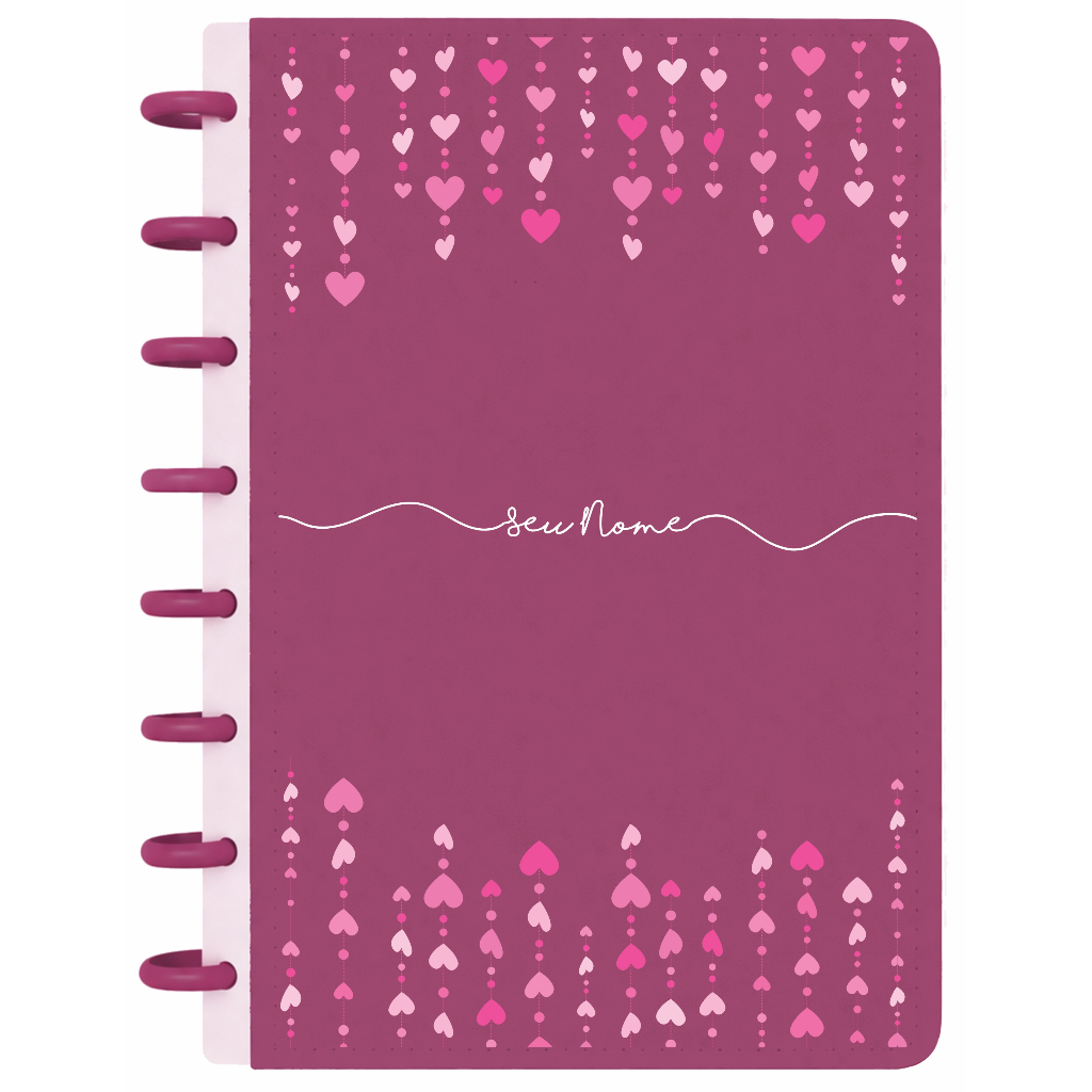 Capa  ou contra- capa  para Caderno Inteligente- Tamanho A4 Chuva de Corações-C007