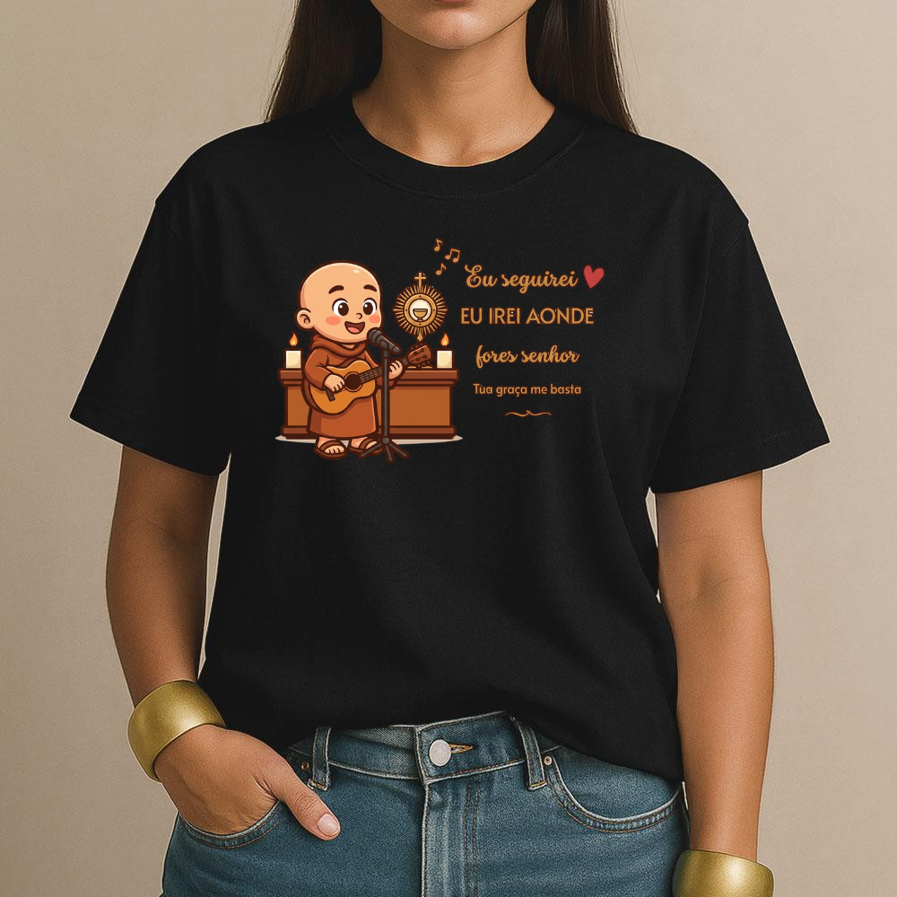 Camiseta Estampada Frei Gilson Católica Algodão Unissex