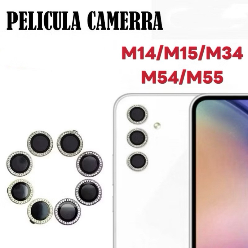 Kit (3 Pcs) Película Lente Câmera Brilho brilhante Diamante Para Samsung Galaxy M14 M15 M34 M54 M55 em Oferta na Shopee