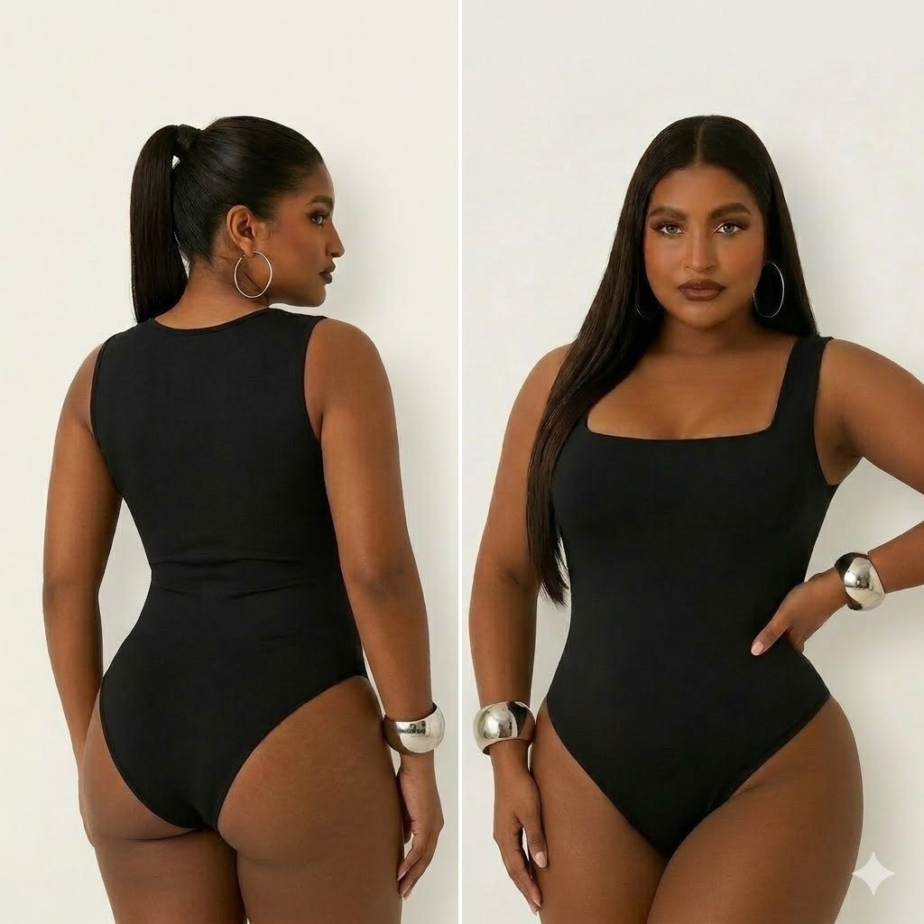 Body/Collant FEMININO Decote Quadrado Alças Larga Forrado em Suplex – Conforto e Estilo 2EM1