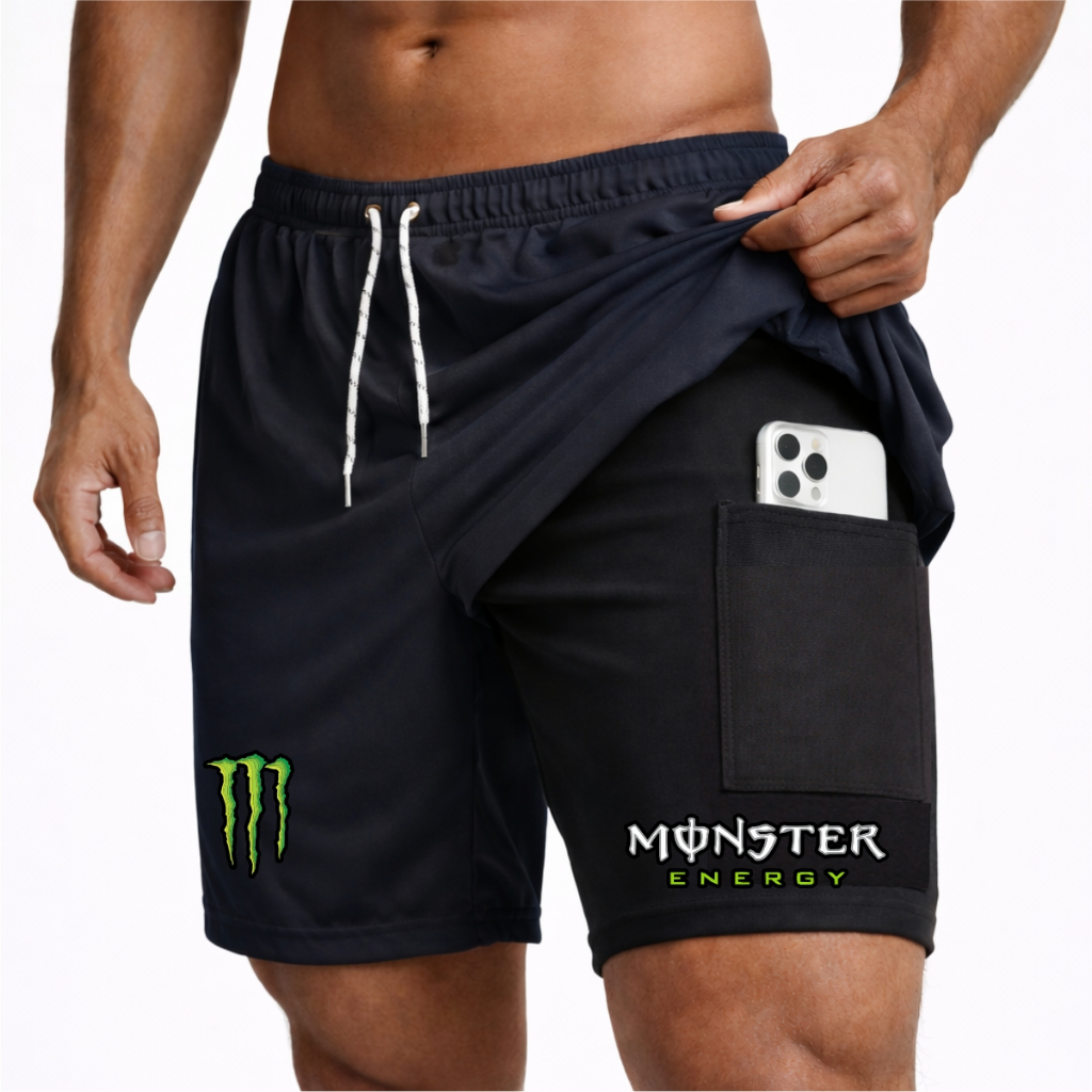Bermuda Compressão Corrida 2 Em 1 Dry Fit Elastano Monster Treinos Academia Exercícios