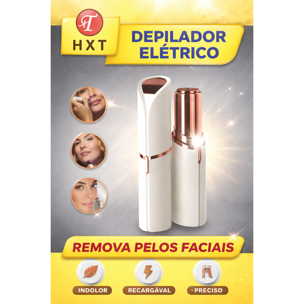 Depilador Elétrico Facial Portátil Feminino USB Sem Dor Removedor de Pelos Rosto Sobrancelha Buço Recarregável