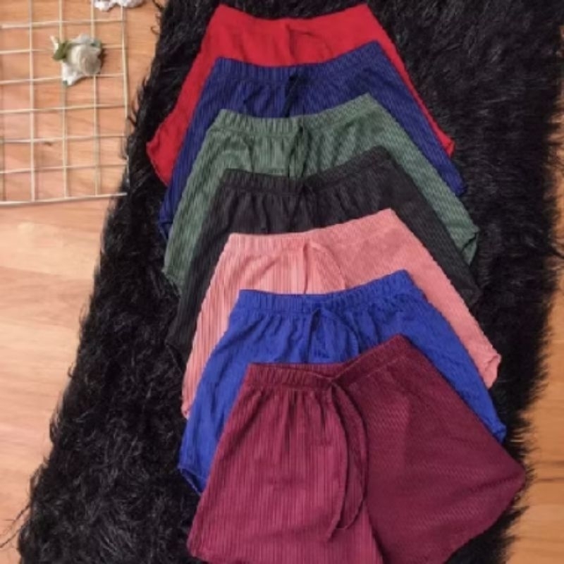 short curto malha canelada verão academia praia