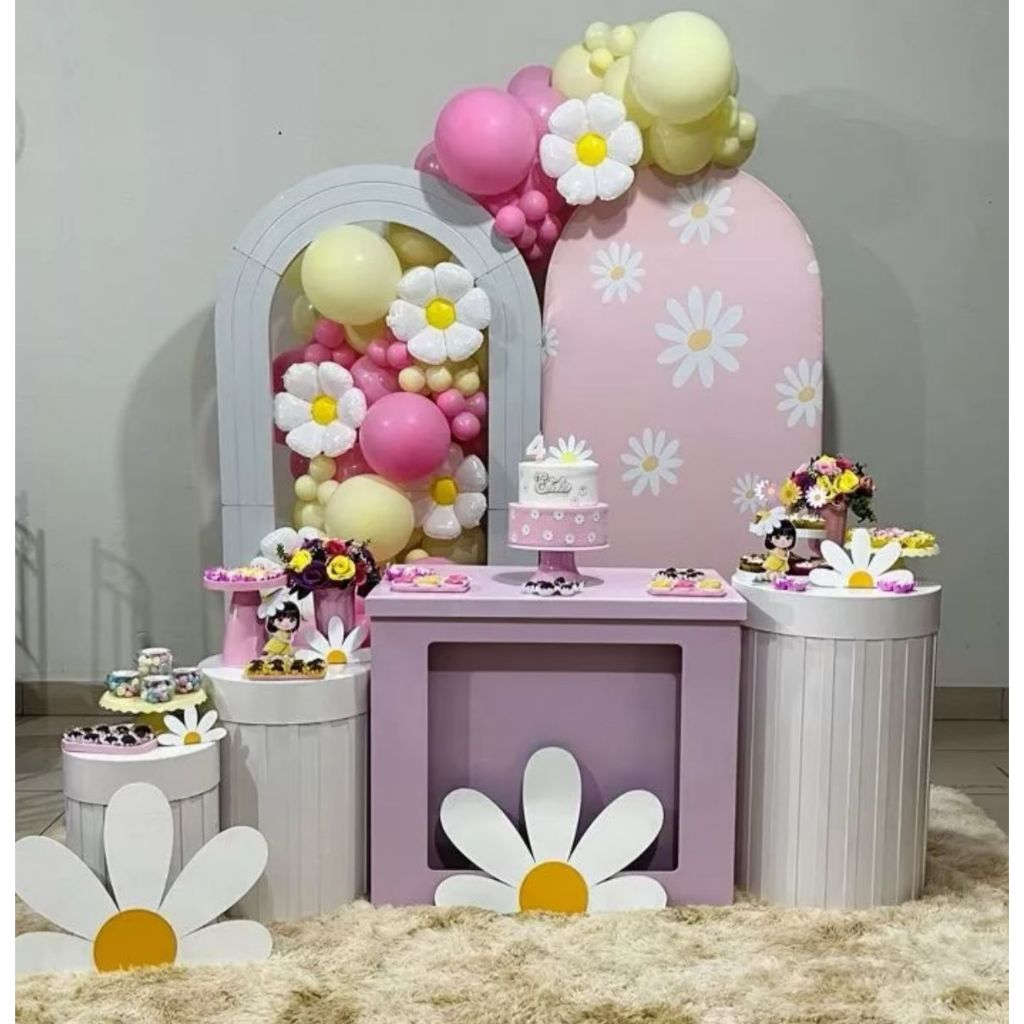 Margarida em MDF,Kit com 5 unidades,2 Para Chão e 3 Para Mesa Decoração de Festa