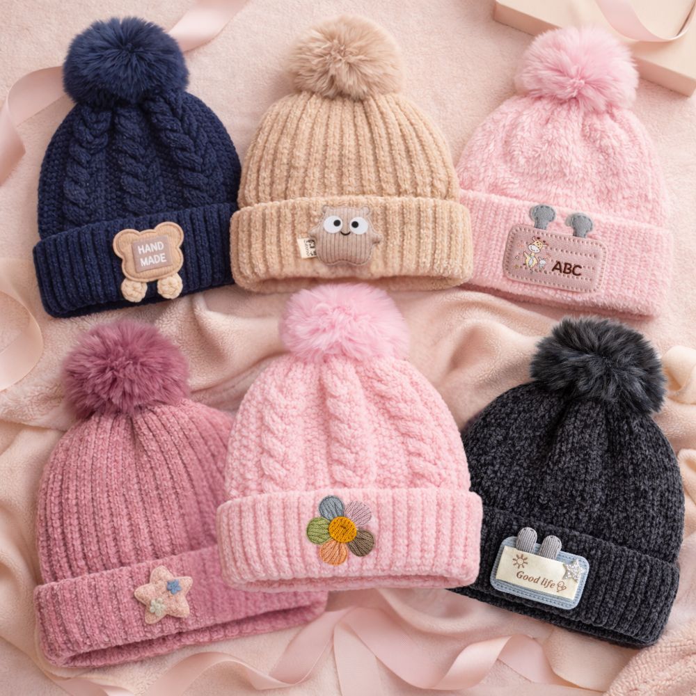 Touca Gorro Infantil Com Pompom Forrada Peluciada Inverno