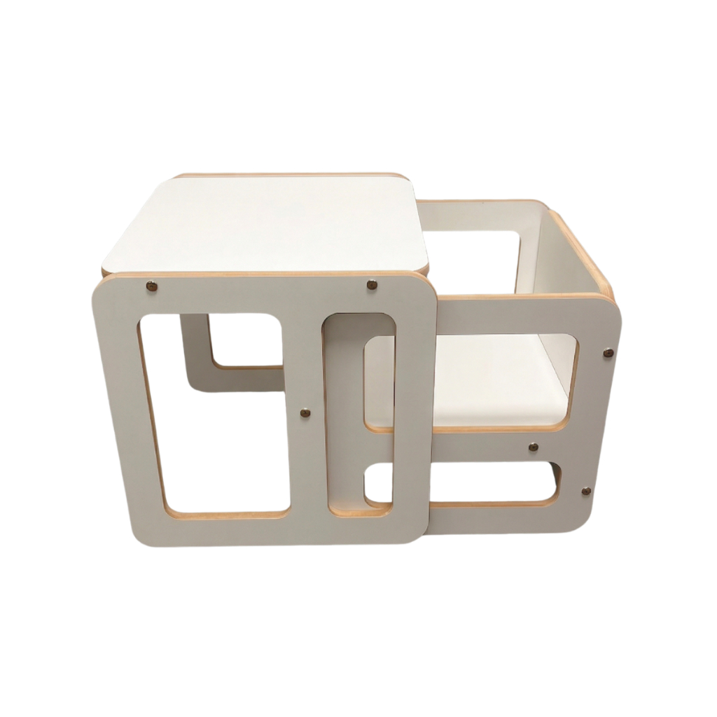 Mesa Cubo com cadeira escrivaninha Montessori Infantil Educativa Multifuncional Madeira Para Criança