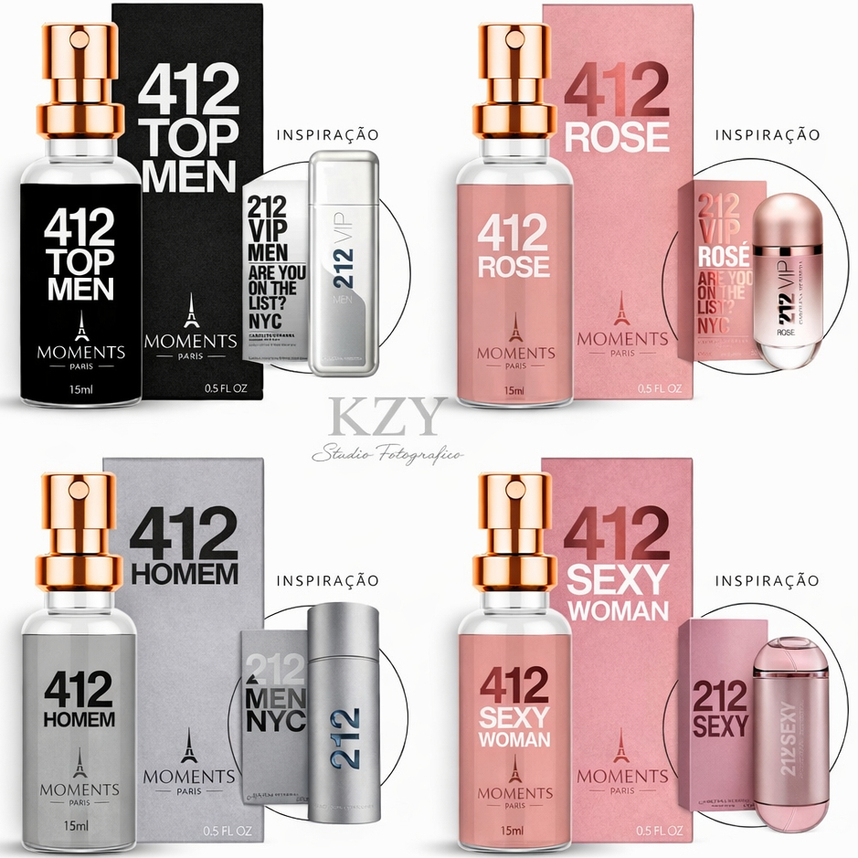 412 Perfume Importado Eau Parfum  Masculino Feminino 15ML Moments Alta Fixação Bolso Contratipo Luxo