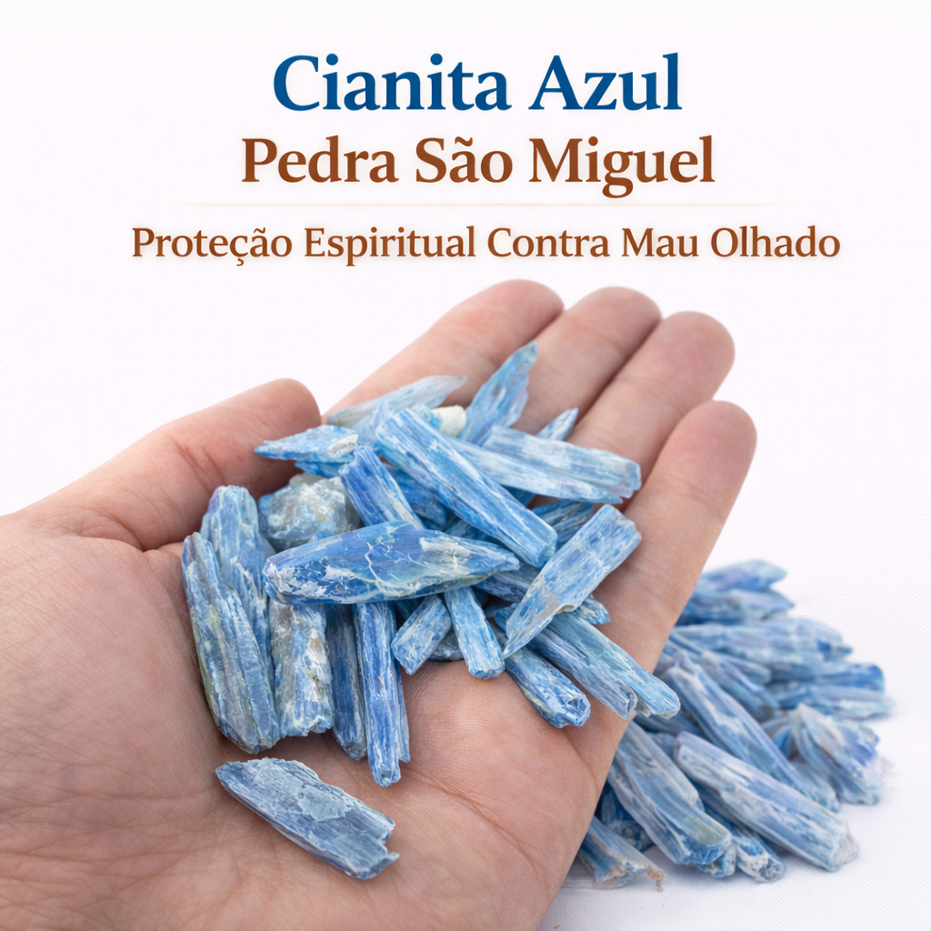 Cianita Azul Pedra São Miguel Natural até 5cm Proteção Espiritual Contra Mau Olhado e Inveja Envio Rápido