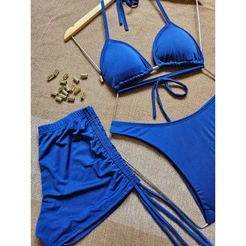 kit biquíni mas short, cotininha con bojo,causina asa delta e short fruncido en laterais estilo juvenil
