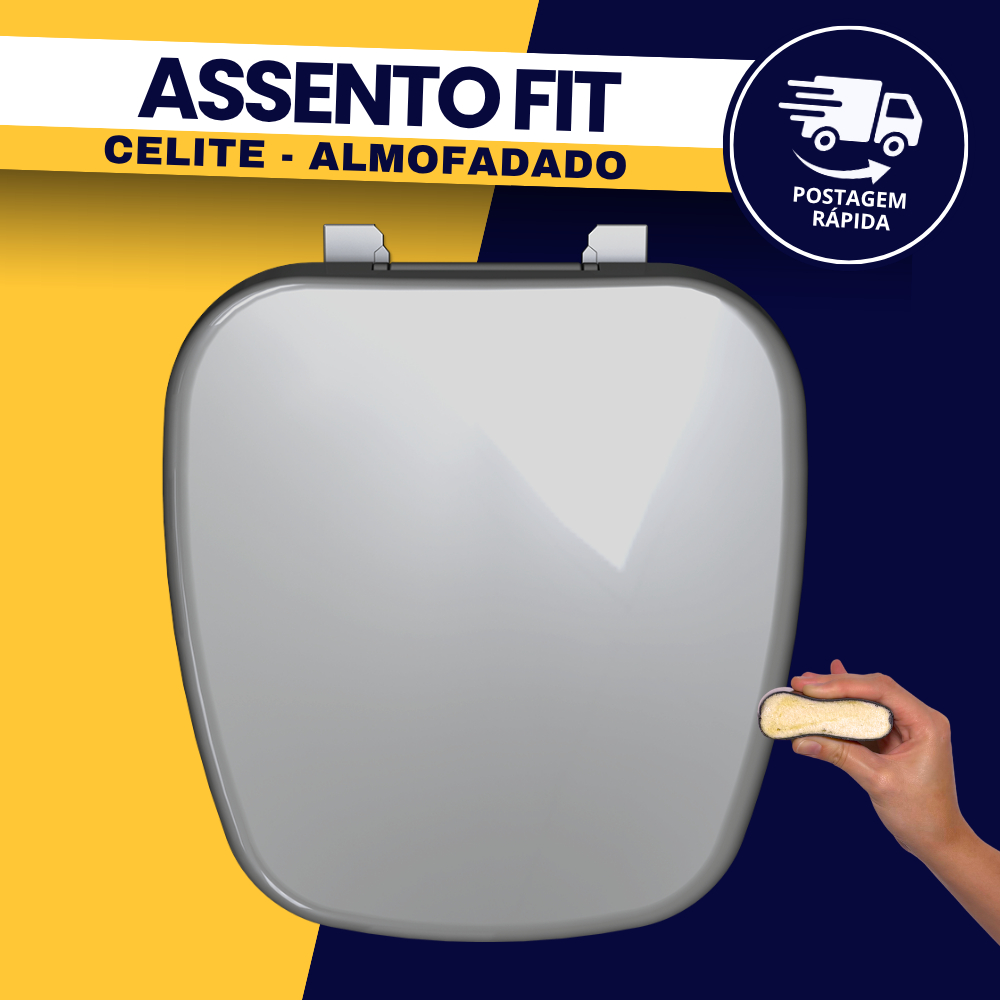 Tampa Assento Para Vaso Sanitário Almofadado Cinza Claro Luxo Fit Celite Durín