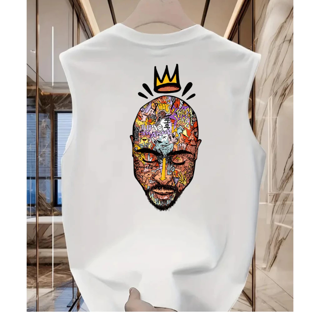 Camiseta Regata Machão Oversized Streetwear Hip Hop Masculina Camiseta Rap Tupac Estampada FRENTE