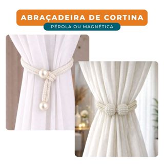 Abraçadeira de Cortina Luxo Com Imã Magnética Ou Pérola Sala Quarto Kit 2 Prendedor de Cortina em Oferta na Shopee