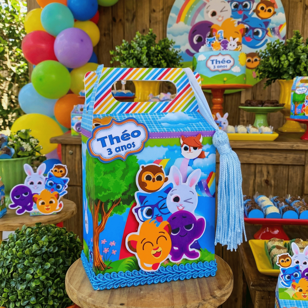 Maletinha Bolofofos Menino Menina Personalizada Lembrancinha Aniversário 1 Ano Festa Decoração 3D