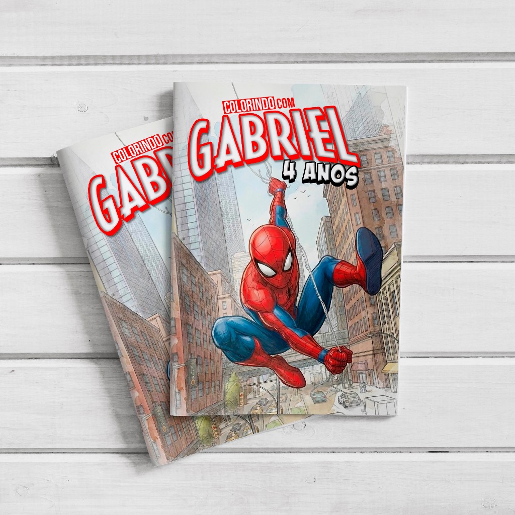 Livro de Colorir A5 Personalizado Lembrancinha Aniversário Homem Aranha Clássico (20cm x 14,5cm)