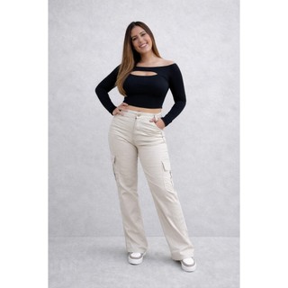 Calça Cargo Calça Jeans Calça Jeans Feminina Calça Bolso Lateral Calça Cintura Alta Calça Reta Calça Boca Larga Inverno