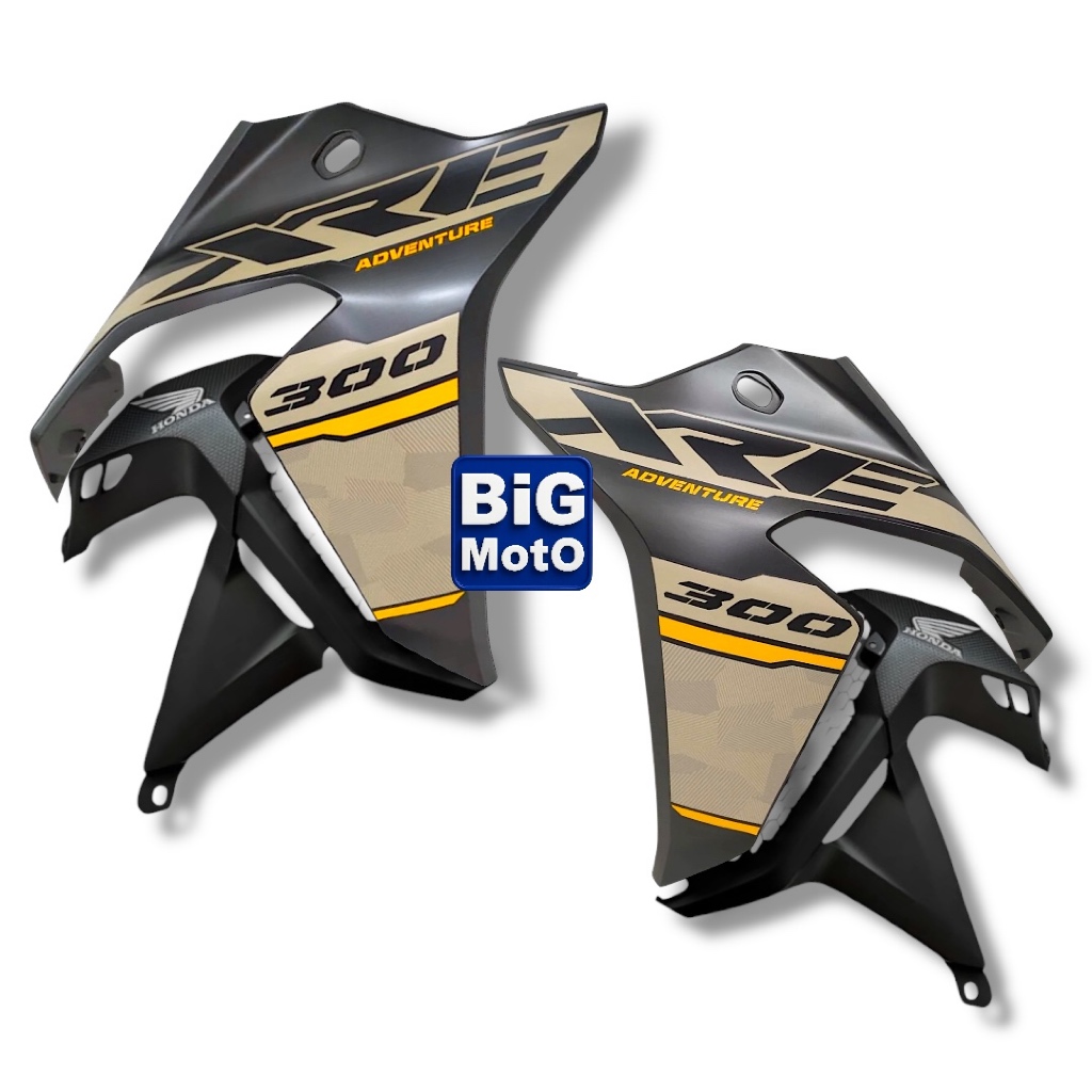 Par de Aba do tanque XRE 300 2022 Adventure Preto Fosco (Cinza Crow) com Complemento (Grade)