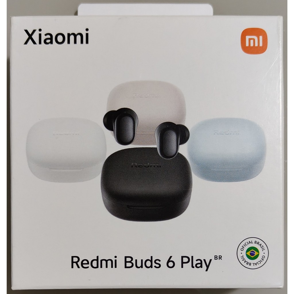 Fone Bluetooth Xiaomi Redmi Buds 6 Play Preto Sem Fio, Bluetooth 5.4, ENC, 20h de Bateria, Toque Inteligente