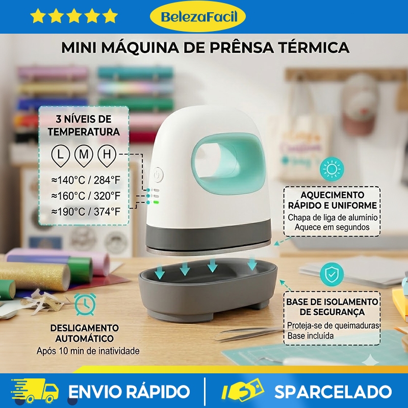 Mini Prensa Térmica Simples Máquina De Engomar Para Sacos De Roupas Verde Mecolour Ferro de passar roupa