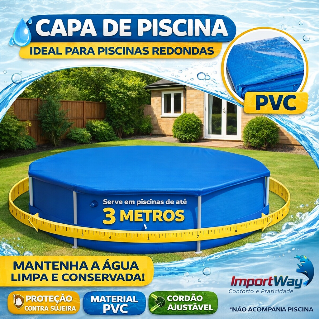 Capa Para Piscina Estruturada Importway - Serve Em Piscinas C/ Diâmetro Até 3 Metros