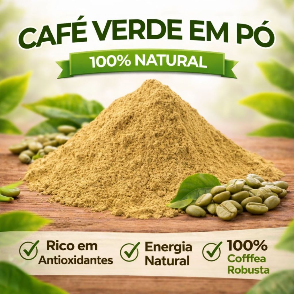Café Verde em Pó (Coffea Robusta) 100% Natural – Rico em Antioxidantes e Energia Natural
