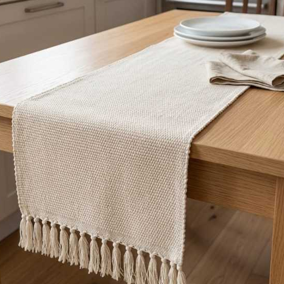 Caminho de Mesa Artesanal em Algodão com Lurex – Charme e Brilho na Medida Certa