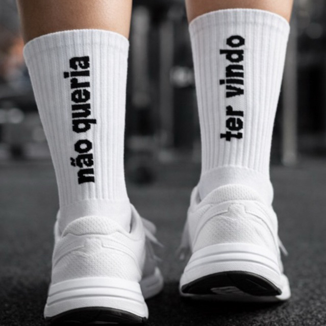 Meia Cano Longo Divertida de Frase Não Queria Ter Vindo Unissex Envio Rápido em Oferta na Shopee