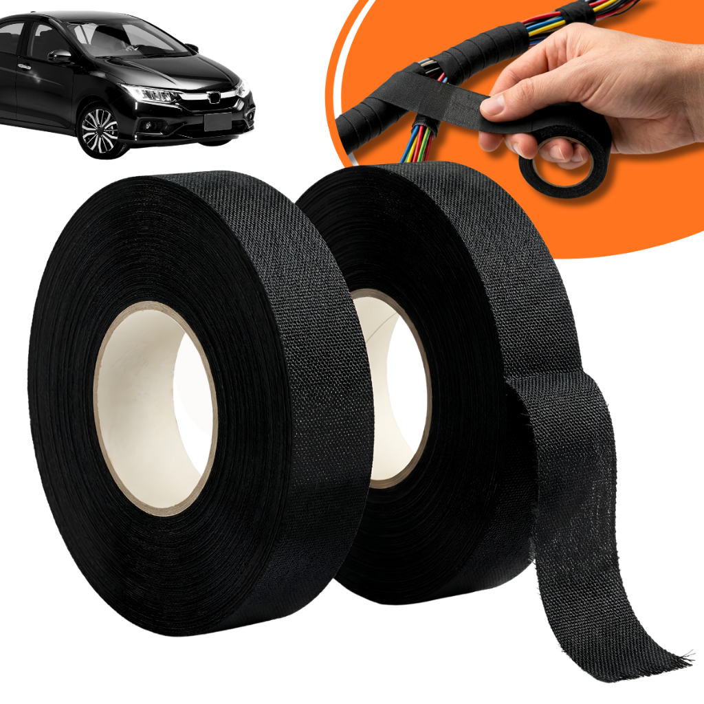 Kit 2 Fita Isolante Tecido Lonada Antichama 30m Para Chicote Automotivo Fios e Cabos