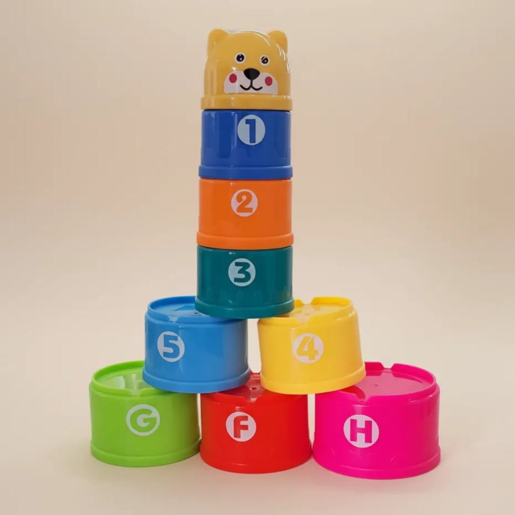Torre Divertida 9 Potes Toymix Colorido Brincar de Empilhar Pirâmide Brinquedo para Água Terra em Oferta na Shopee