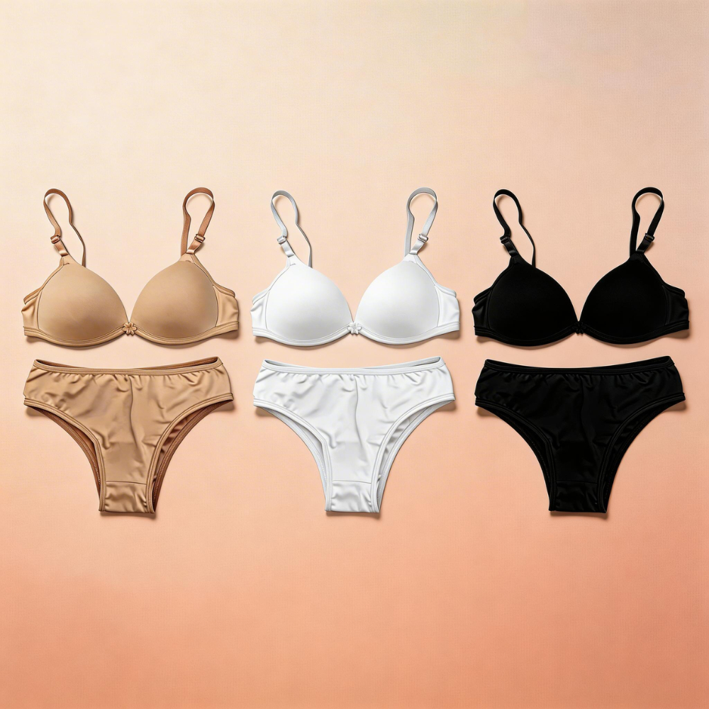 Kit 3 Conjunto Infantil Menina Moça Calcinha E Sutiã De Bojo Liso Básico Juvenil Adolescente
