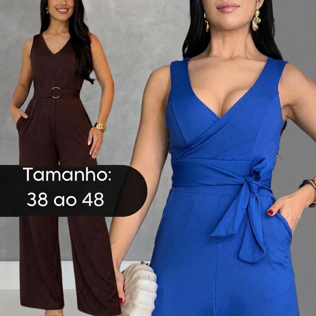 Macacão Pantalona Com Ziper Nas Costas Bojo No Suplex Elegante E Confortável