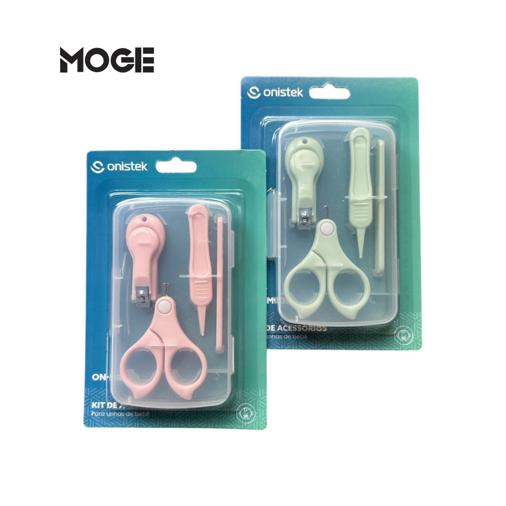 Kit Higiene Bebê 4 Peças | Cortador, Tesoura, Pinça e Lixa | Onistek