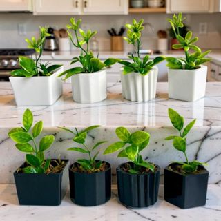 Kit Premium - 8 Vasinhos Decorativos com Plantas Artificiais Moderna em Oferta na Shopee