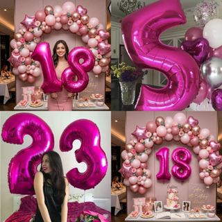 Balão Metalizado Numero Rosa Pink 70cm Decoração Aniversário Bexiga Número Festa em Oferta na Shopee