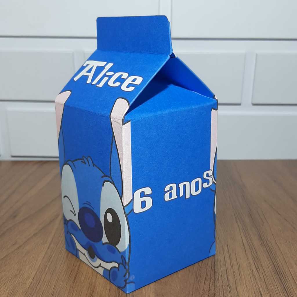 Caixa Milk Personalizada Stitch Lembrancinhas Festa Infantil Aniversário Kit Pegue e Monte