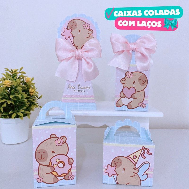 Kit Festa Capivara Caixinhas Personalizadas  Aniversário Lembrancinhas Infantil menina COM LAÇO