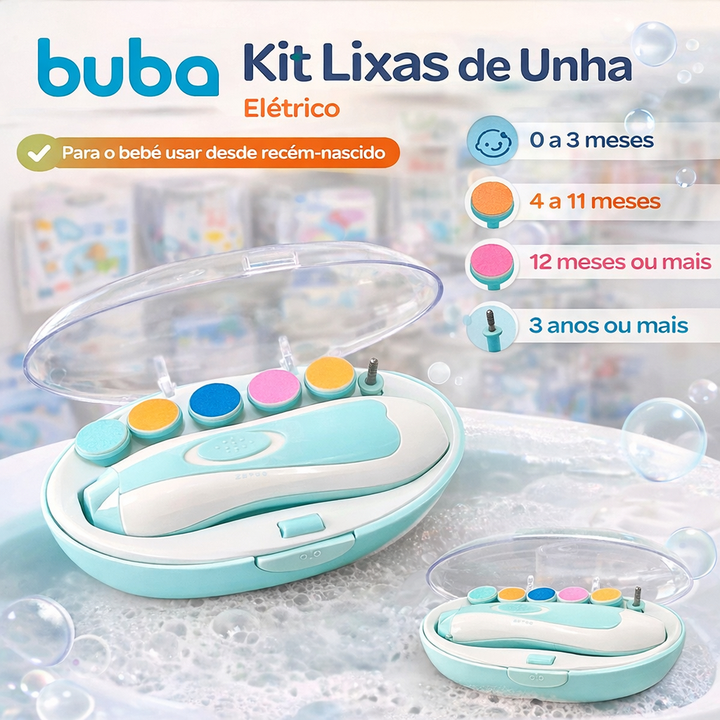 KIT LIXAS DE UNHA ELÉTRICO BUBA BEBÊ INFANTIL em Oferta na Shopee