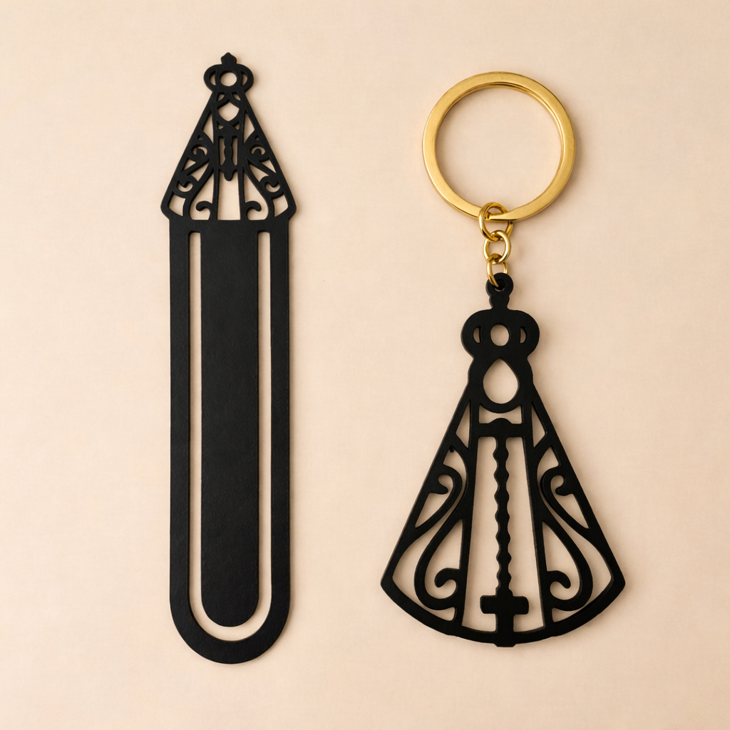 Kit Religioso Nossa Senhora Aparecida – Chaveiro e Marcador de Livro, Biblia | Presente Lembrancinha Católico, Religioso