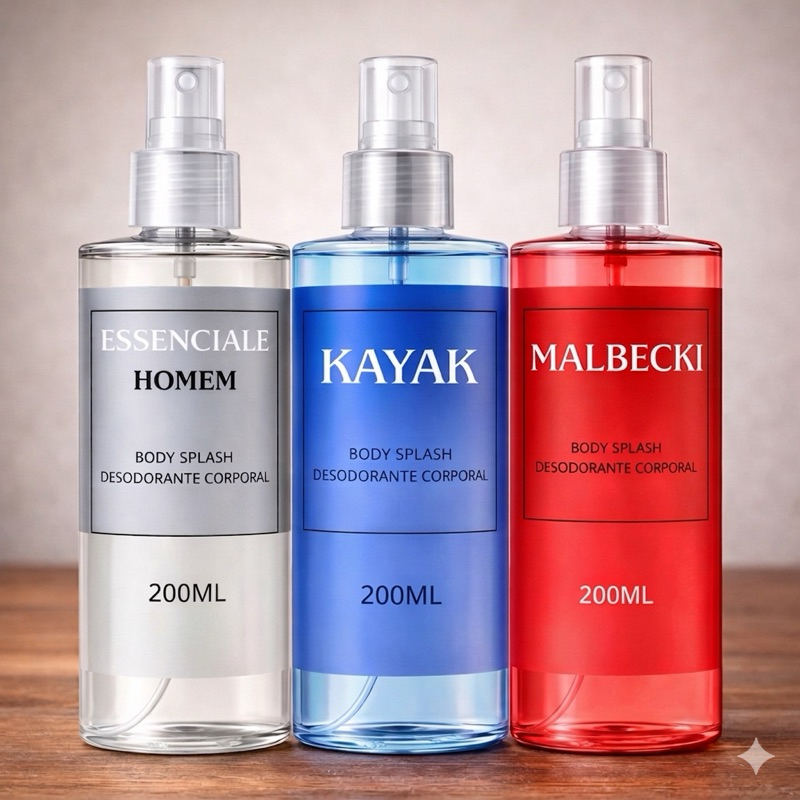 Kit Masculino 3 Body Splash Kayak + Essenciale + Malbec 200ml em Oferta na Shopee