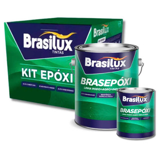 Kit Epóxi Brasilux 3,6L com Catalisador Tinta Industrial Para Pisos Paredes Metais Várias Cores
