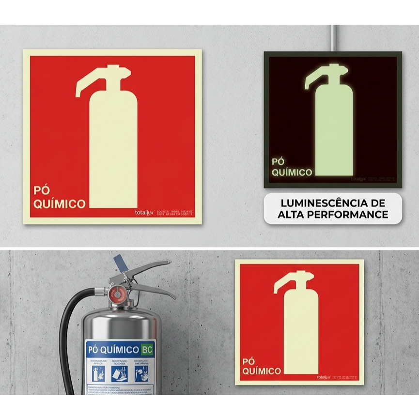 Placa de sinalização Extintor Pó Químico