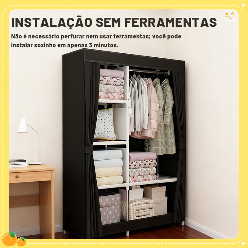 Guarda Roupa Dobrável Organizador  - Instalação Sem Ferramentas, Grande Capacidade para Roupas e Objetos