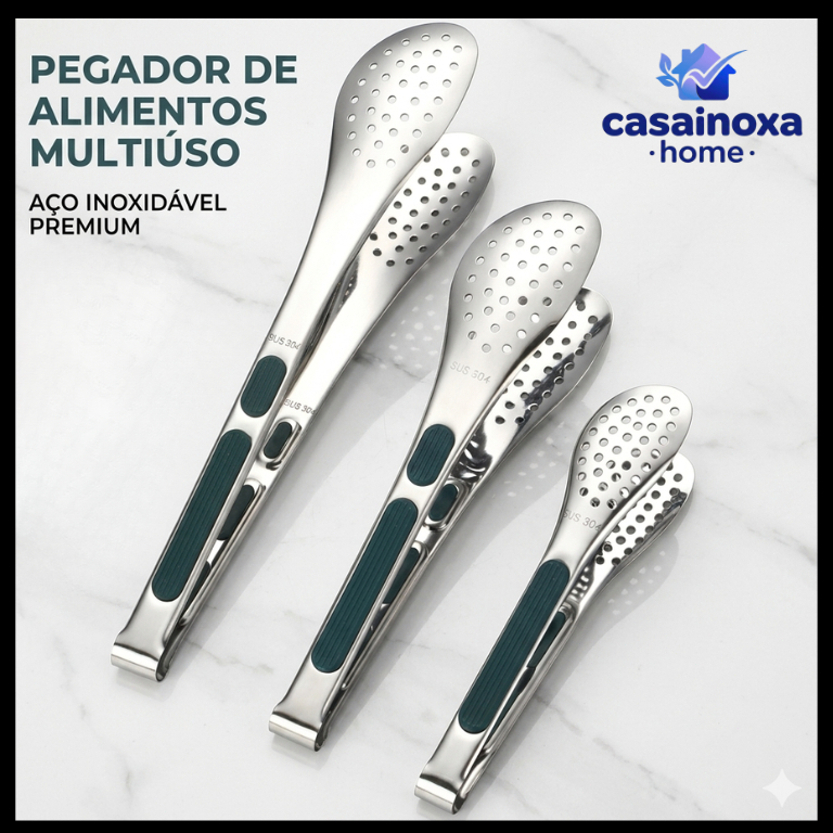 Pegador Cozinha Aço Inox SUS304 Resistente Food Grade para Churrasco e Alimentos