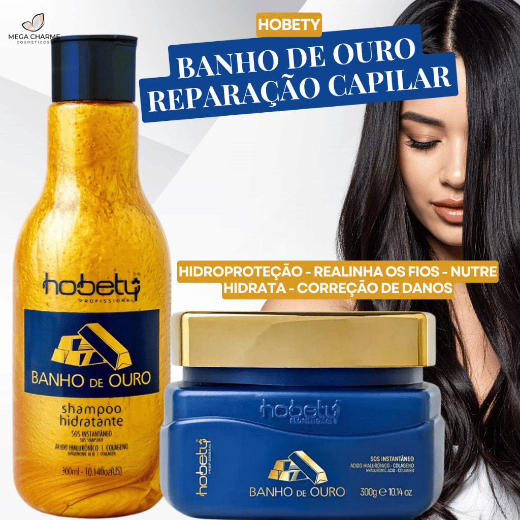 Kit Banho De Ouro Hobety Shampoo + Mascara Original