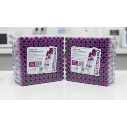 KIT COM 02 RACKS de Tubos de Coleta de Sangue EDTA K3 4ml Roxo com 100und/rack