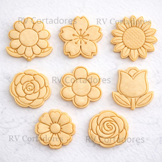 Cortadores Flores - Kit Florido - Biscoitos Pasta Americana Biscuit Marcador Massa em Oferta na Shopee